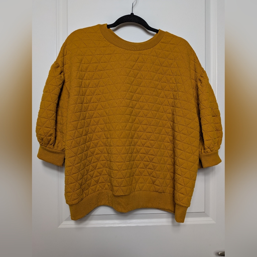 A New Day Quilted Sweatshirt Yellow Ochre, Size XXL